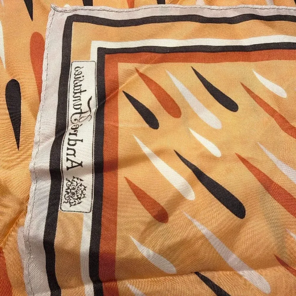 Andre Fantasies Scarf vintage square scarf orange with pattern